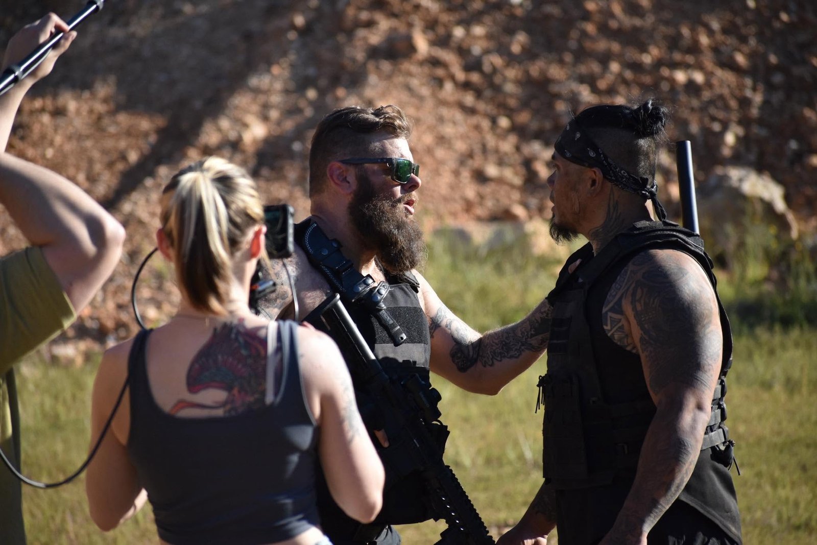 On-set filming of a confrontation scene from Hidden Thread